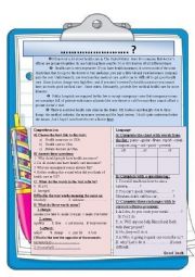 English Worksheet: global test for Common Core Moroccan students