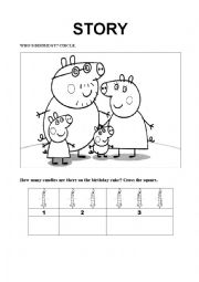 English Worksheet: Story Peppa pig (mummy birthday)