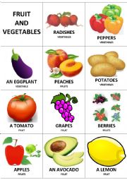 English Worksheet: Fruit and vegetables flashcards