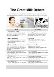 English Worksheet: The Great Milk Debate