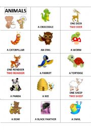 English Worksheet: 7 (or more) possible games with a wide series of flashcards on animals