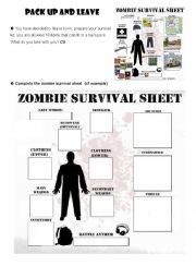 English Worksheet: zombie survival guide