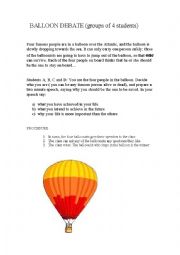 English Worksheet: Balloon Debate