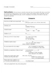 English Worksheet: Everyday Conversation