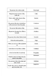 English Worksheet: Entertainment Vocabulary Match Up Exercise