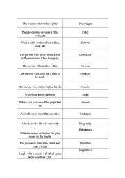 English Worksheet: Entertainment Vocabulary Match Up Exercise
