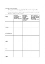 Toy Story Worksheet