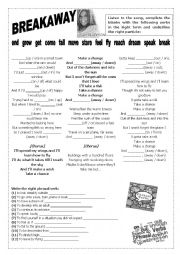 English Worksheet: BREAKAWAY BY KELLY CLARKSON