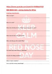 English Worksheet: RED NOSE DAY:  one direction in Africa