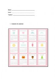 English Worksheet: Calendar