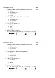 English Worksheet: Measurement Pre-Test