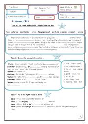 English Worksheet: 9th mid-semester test n3