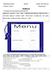 English Worksheet: EATING OUT CONSOLIDATION