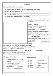 English Worksheet: Revision