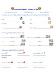 English Worksheet: want to be sheet 