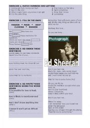 English Worksheet: Ed Sheeran - Photograph