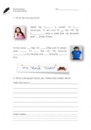 English Worksheet: Writing - Personal Information