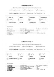 English Worksheet: Vocabulary activity #4