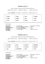 English Worksheet: Vocabulary activity #5