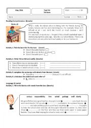 English Worksheet: sixth test 7th form 