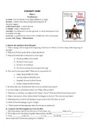 English Worksheet: Forrest Gump Movie Worksheet Part I