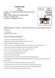 English Worksheet: Forrest Gump Movie Worksheet Part III