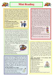 English Worksheet: Mini Reading Comprehension 