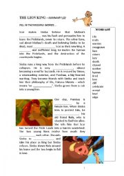 English Worksheet: The Lion King Chapter 2 activities