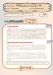 English Worksheet: a mid semester test 2, 3rd form