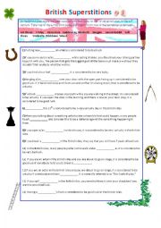 English Worksheet: British Superstitions