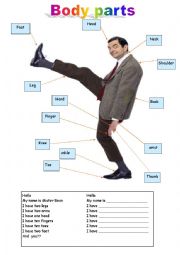 English Worksheet: Mr. Bean body parts