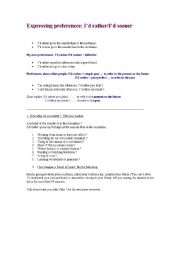 English Worksheet: Rather and Prefer