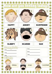 English Worksheet: How are you feeling today?