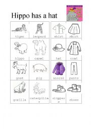 English Worksheet: Hippo has a hat_vocabulary