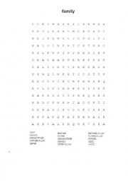 English Worksheet: Family Crossword