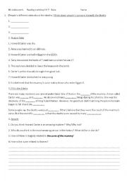 English Worksheet: Reading comprehension Curse of the mummy