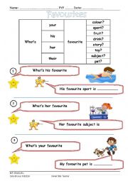 English Worksheet: favourites Part 1