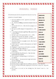 English Worksheet: Phrasal Verbs - sentence completion