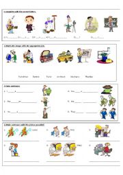 English Worksheet: Jobs and Verb to be