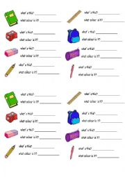 English Worksheet: classroom objects