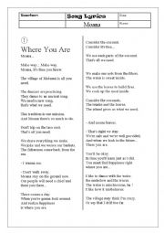 Moana Song Lyrics Handouts