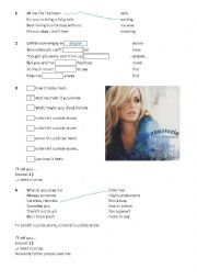 English Worksheet: Anastacia - Left outside alone