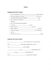 English Worksheet: For and since