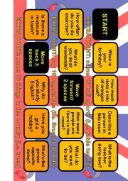 English Worksheet: A1 board game