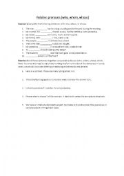 English Worksheet: Who, whose and whom exercise