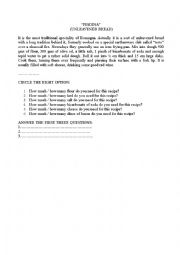 English Worksheet: ITALIAN TYPICAL RECIPE ACTIVITIES 