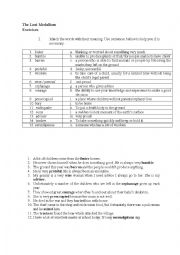 English Worksheet: The Lost medalion