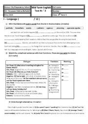 English Worksheet: Mid Semester 2 Test 2 ( 8th form Tunisian pupils ) 
