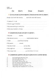English Worksheet: Do, dont, does, doesnt 