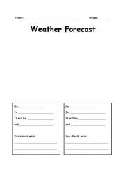 English Worksheet: weather and clothes